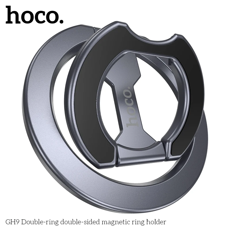 

HOCO GH9 Double Ring Magnetic Ring Holder For Mobile Phone For Iphone 12-17 Pro Max Strong Magnetic Attraction Portable Stand