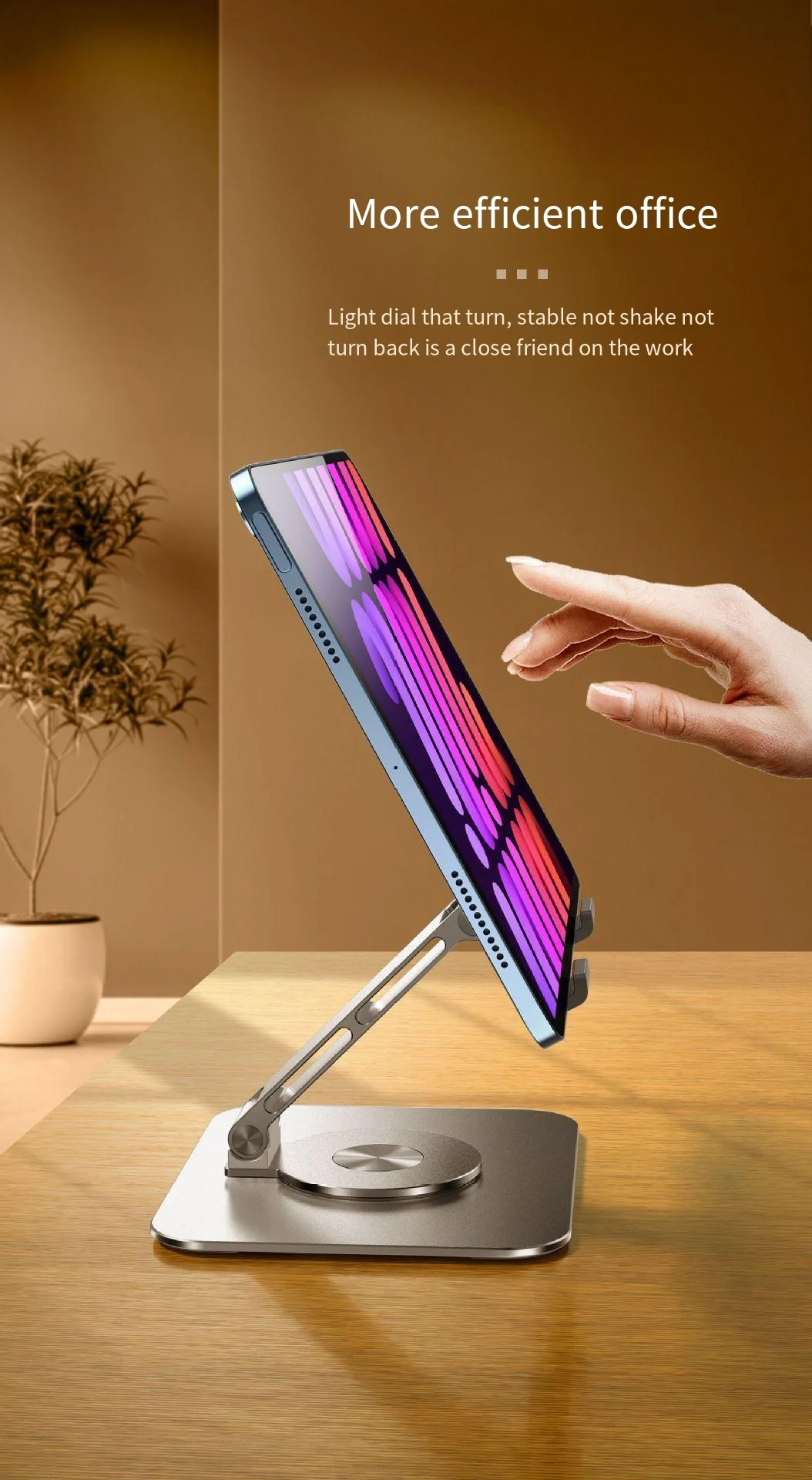 360 ° Rotations-Tablet-Ständer für iPad, verstellbarer faltbarer Tablet-Halter, Aluminium-Telefonständer, kompatibel mit iPad Pro/Air/Mini – Detail 4