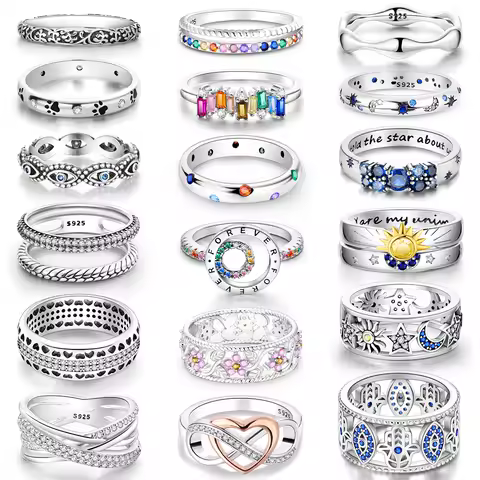 2024 925 Sterling Silver Blue Eyes Ring Infinite Love Original Design Starry Night Zircon Wedding Rings Jewelry Gift For Women