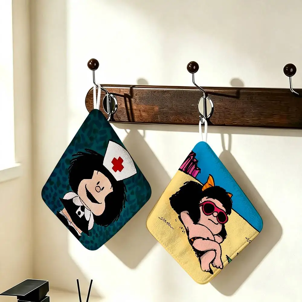 Cartoon M-Mafaldas Kitchen Hand Towel Soft Absorbent Bathroom Hanging Towel Cartoon Kids Wipe Handkerchief
