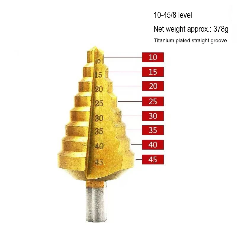 Shank Hole Drill Tools 10-45mm Step Drill Bit Stepped Nitrogen Spiral Step Cone Metal Cutter Metal Cone Triangle