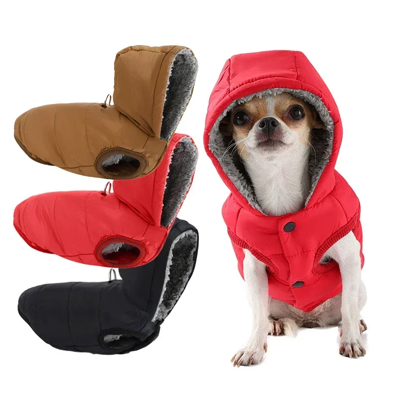 

Hooded Windproof Dog Jacket for French Bulldog Small Medium Dogs Cats Winter Warm Pet Overalls with D Ring Leash Clip