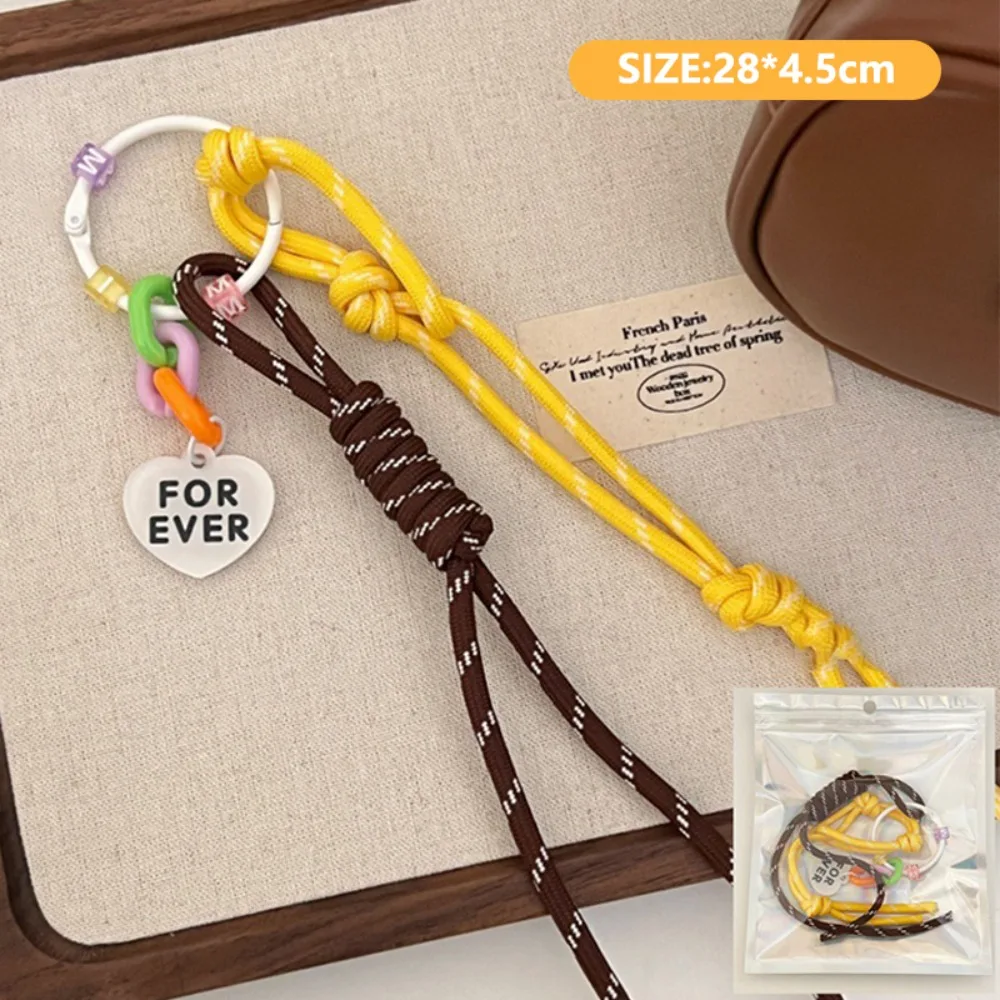

New Star Braided Rope Keychain Heart Buckle Y2K Mobile Phone Lanyard Handmade Bag Charms Gifts