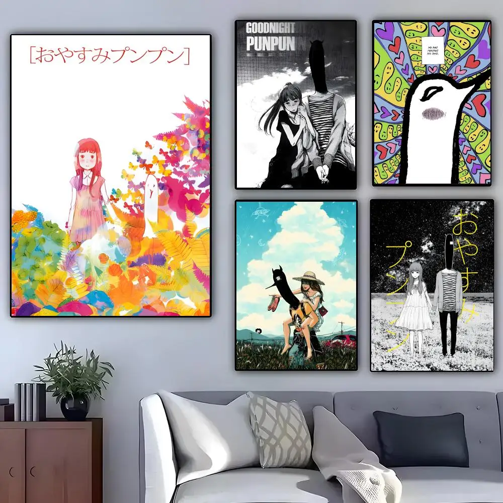 Manga Goodnight Punpun Poster Self-adhesive Art Waterproof Paper Sticker Coffee House Bar Room Wall Decor