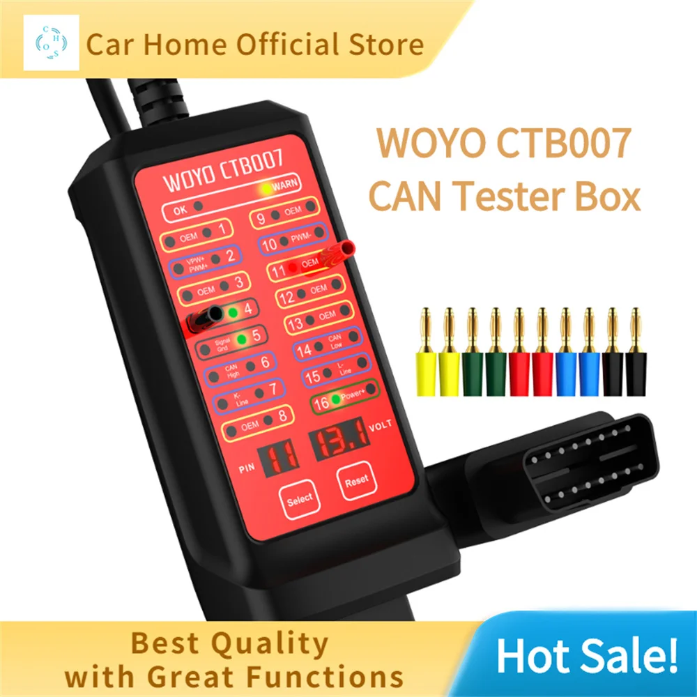 

Диагностический сканер WOYO CTB007 CAN Tester Box OBDII протокол совместимый с 12 и 24 вольт системы высокое качество