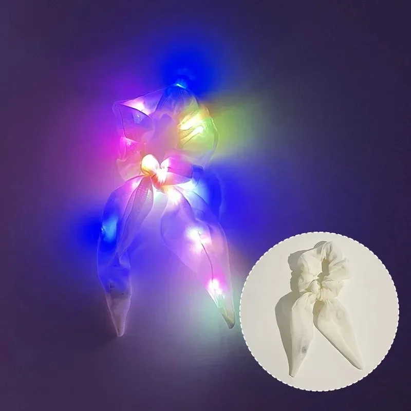 1-4 Stück LED-Leucht-Haargummis, leuchtende Haarbänder für Festivals, Konzerte, Nachtclubs und Partys. – Detail 3