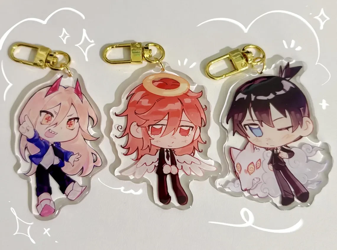 Chainsaw Man Double Sided Acrylic Charms Keychain 3 Inch Collectible Anime Keyring for Fans