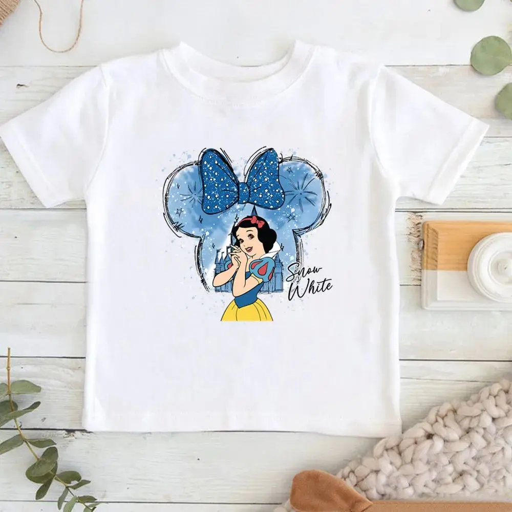 

Лето 2022, детская футболка с принтом Belle Princess Kawaii, женская мода с короткими рукавами, уличный топ для девочек, топ для родителей и детей