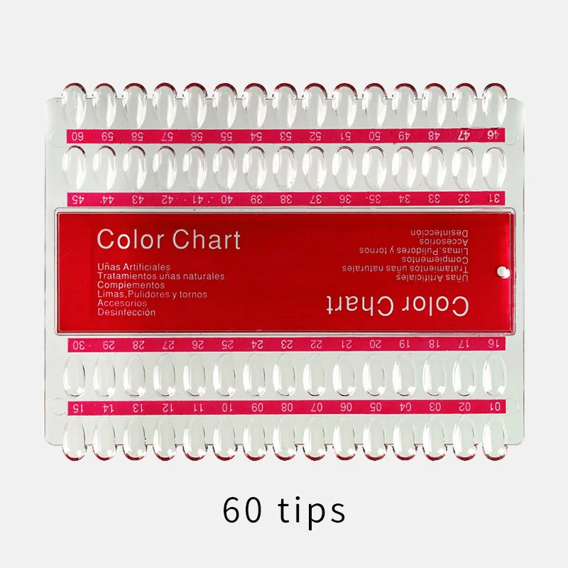 Nail Swatches 60 Tips Display Card Professional False Fake Nail Accessories UV Gel Color Display Chart for Manicure Tool
