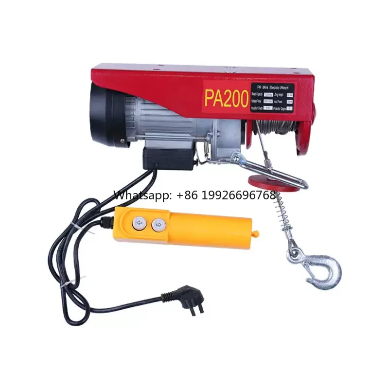 عالية السرعة 200 كجم المحمولة رافعة كهربائية المعادن البناء سلك حبل الرافعة 220 فولت الجهد لرفع البضائع