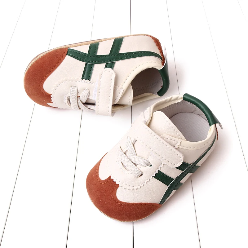 Toddler Baby Boy Girl First Walking Shoes Infant Sneakers Contrast Color Non-Slip Rubber Sole Baby Barefoot Shoes