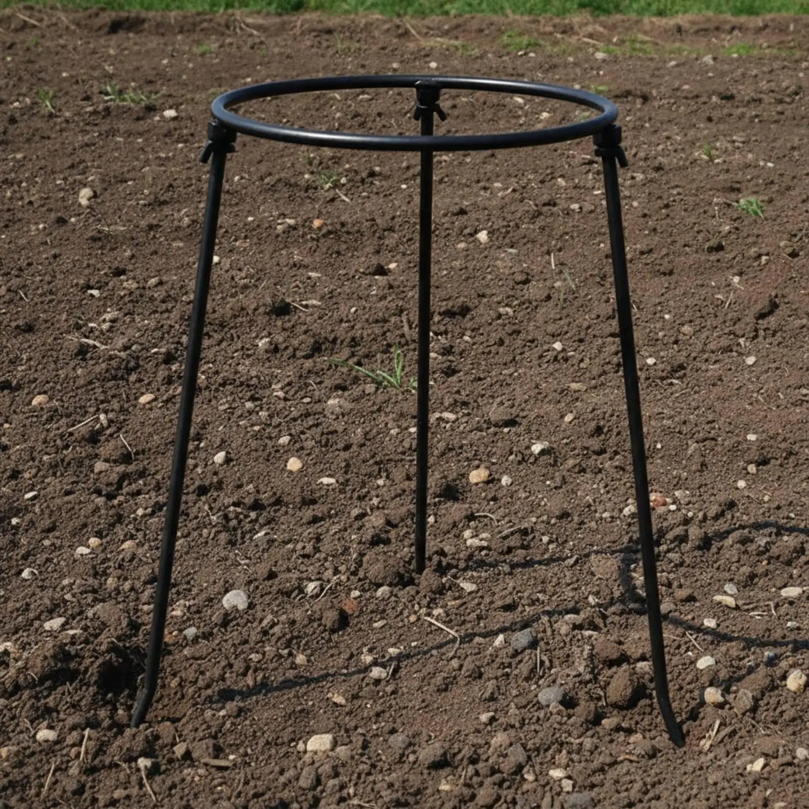 Heavy Duty Steel Bag Support Stand for Grain Soil Loading with Pointed Legs and Center Rod