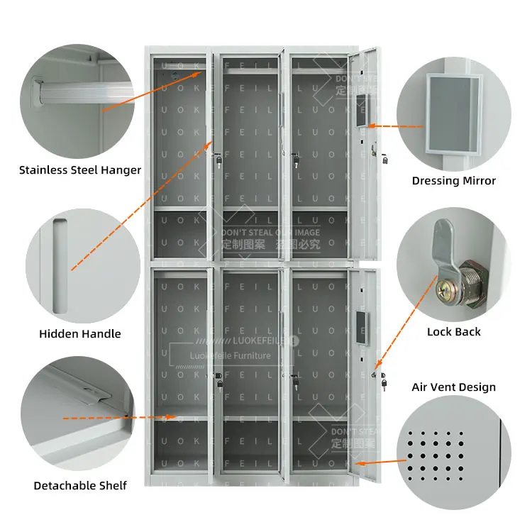الصلب ألميرا 6 أبواب خزانة الصلب خزانة مخصصة خزانة معدنية خزانة الصلب ألميرا خزانة الملابس #2