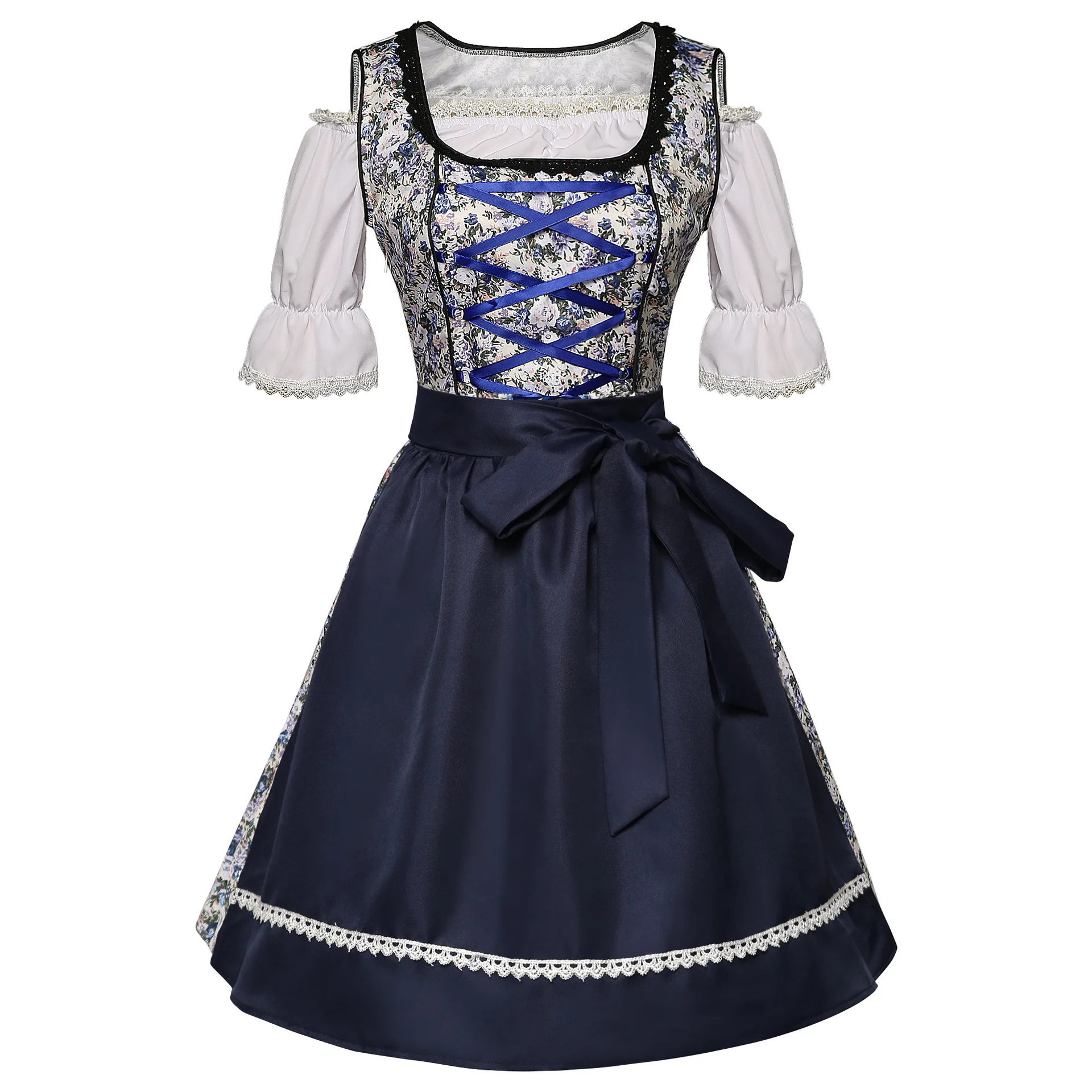 

Germany Munich Oktoberfest German Ladies Beer Maid Bavarian Oktoberfest Dress with Apron Cosplay Costume Halloween Carnival