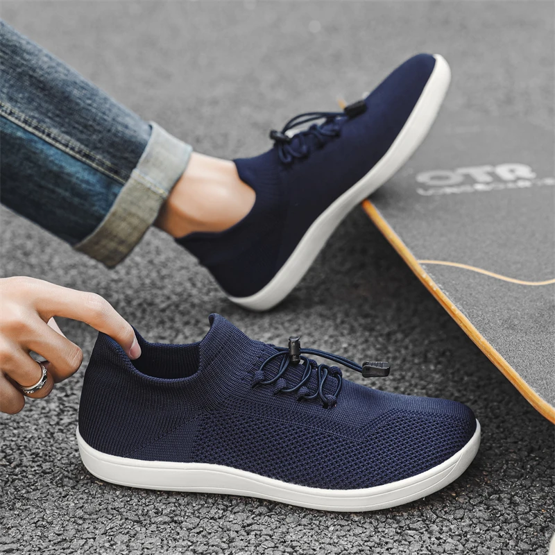Atmungsaktive Barfußschuhe mit breiter Zehenpartie für Herren aus Mesh, flache Sneaker mit weicher Sohle_voghion.com