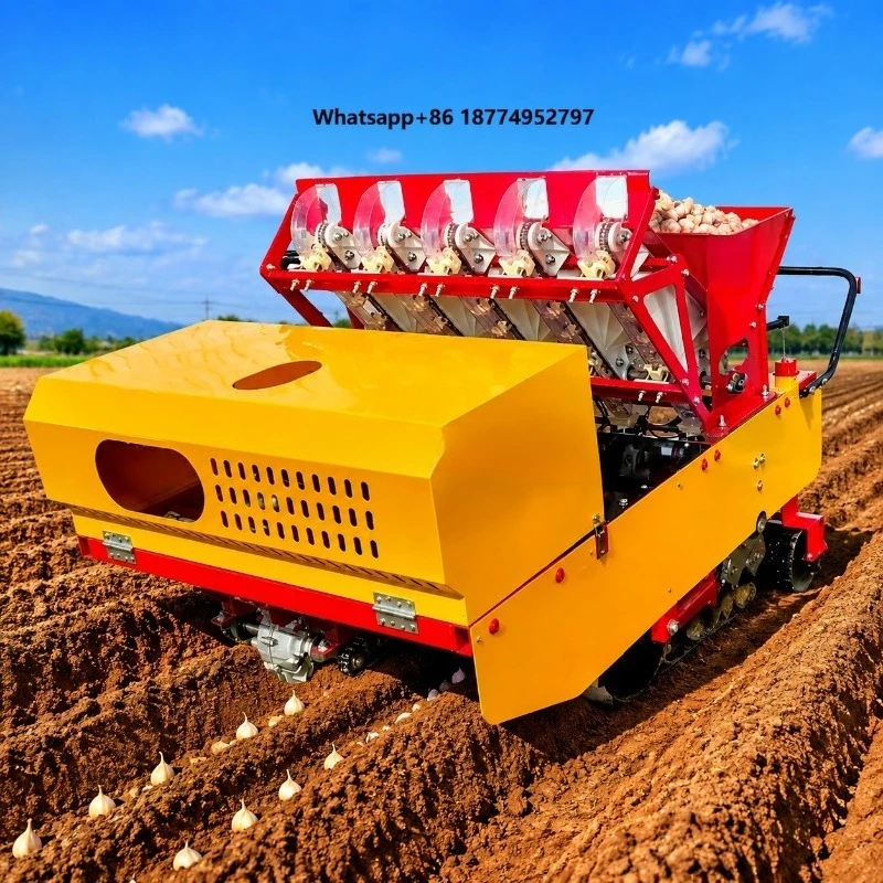 High Efficiency Garlic Planting Tractor Self Propelled Garlic Planter Machine Multi Row Seeder Machine Planting Equipment