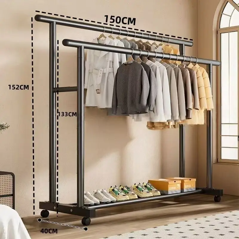 Perchero con Ruedas para Ropa, Perchero Metálico Resistente - Perchero Portátil para Colgar Ropa en el Dormitorio, Lavandería o Sala de Estar
