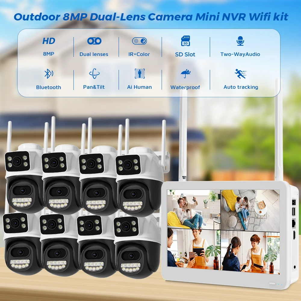 Wireless CCTV System WiFi Camera Kit 6MP PTZ IP Cameras With Dual Lens Security Audio 8CH NVR Video Surveillance Set icsee APP