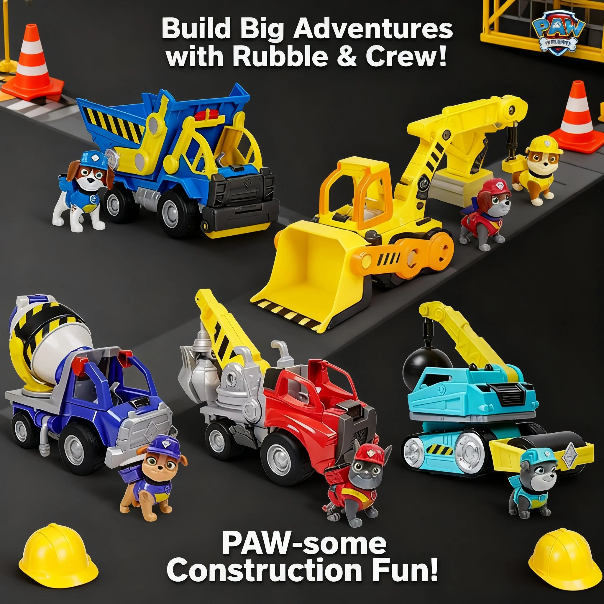 Paw Patrol Rubble & Crew Toy Wheeler Mix Charger Action Figure Doll 100% Genuine Collectible Kids Birthday Gift