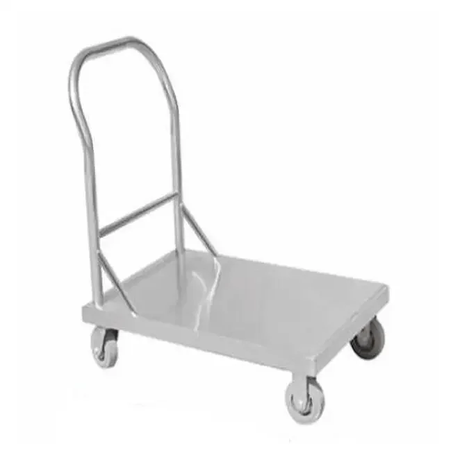 Commercial Kitchen Equipment, Commercial Stainless Steel Foldable Flatbed Truck with 4 Wheels Trolley