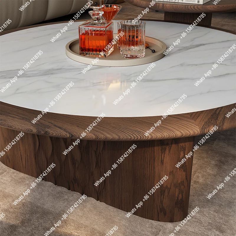 Solid wood round coffee table modern simple size round coffee table combination high-end luxury living room solid wood furniture