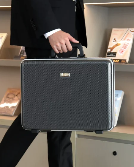 Portable, new aluminum frame, lockbox men's portable business briefcase, storage of important documents