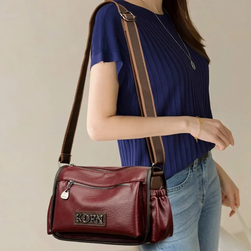 High-quality Leather Handbags for Women Luxury Designer Shoulder Crossbody Bags Soft New Ladies Casual Tote Messenger Bag 2024