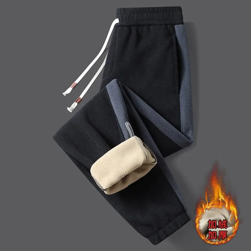 

Зимние новые модные модные толстые теплые гигиенические брюки из овечьего флиса для мужчин, повседневные свободные спортивные брюки большого размера высокого качества