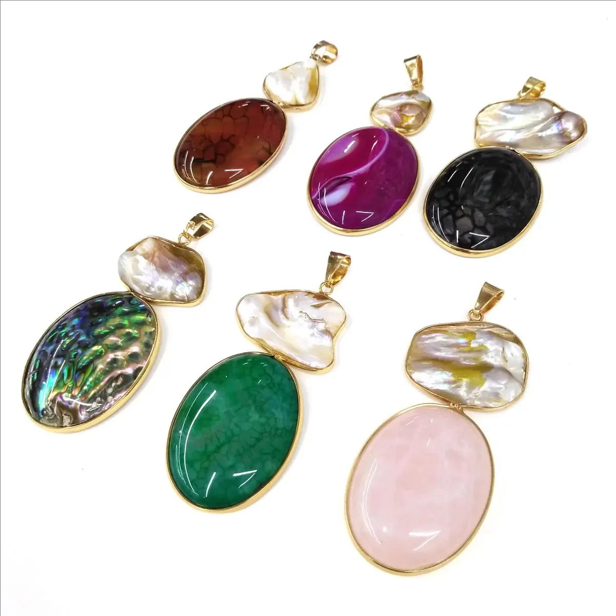 Image of 1pc Natürliche Süßwasser Perle Gefärbt Shell Oval Stein Anhänger Charms für DIY Frauen Männer Halskette Schmuck Machen Zubehör Geschenke