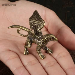 Solid Brass Fierce griffon Miniature Figurines Cute Animal Design Tea Pet Table Decoration Handcrafts Gifts