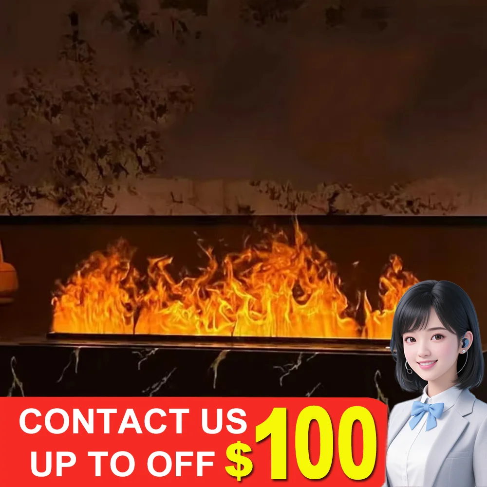 

Внутренний камин, 3-сторонний интеллектуальный водяной паровой камин с современной подставкой для телевизора, светодиодный электрический камин, настенный умный домашний декор