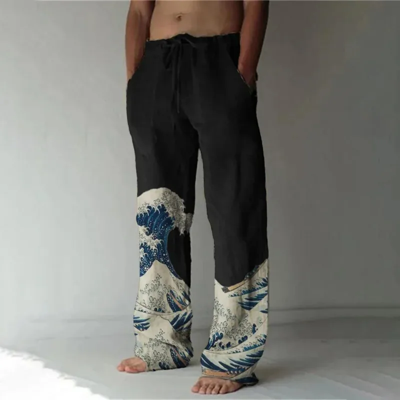2025 Latest Men's Skull 3D Printed Versatile Fashion Men's Loose Casual Pants Pocket Drawstring Sports Pants