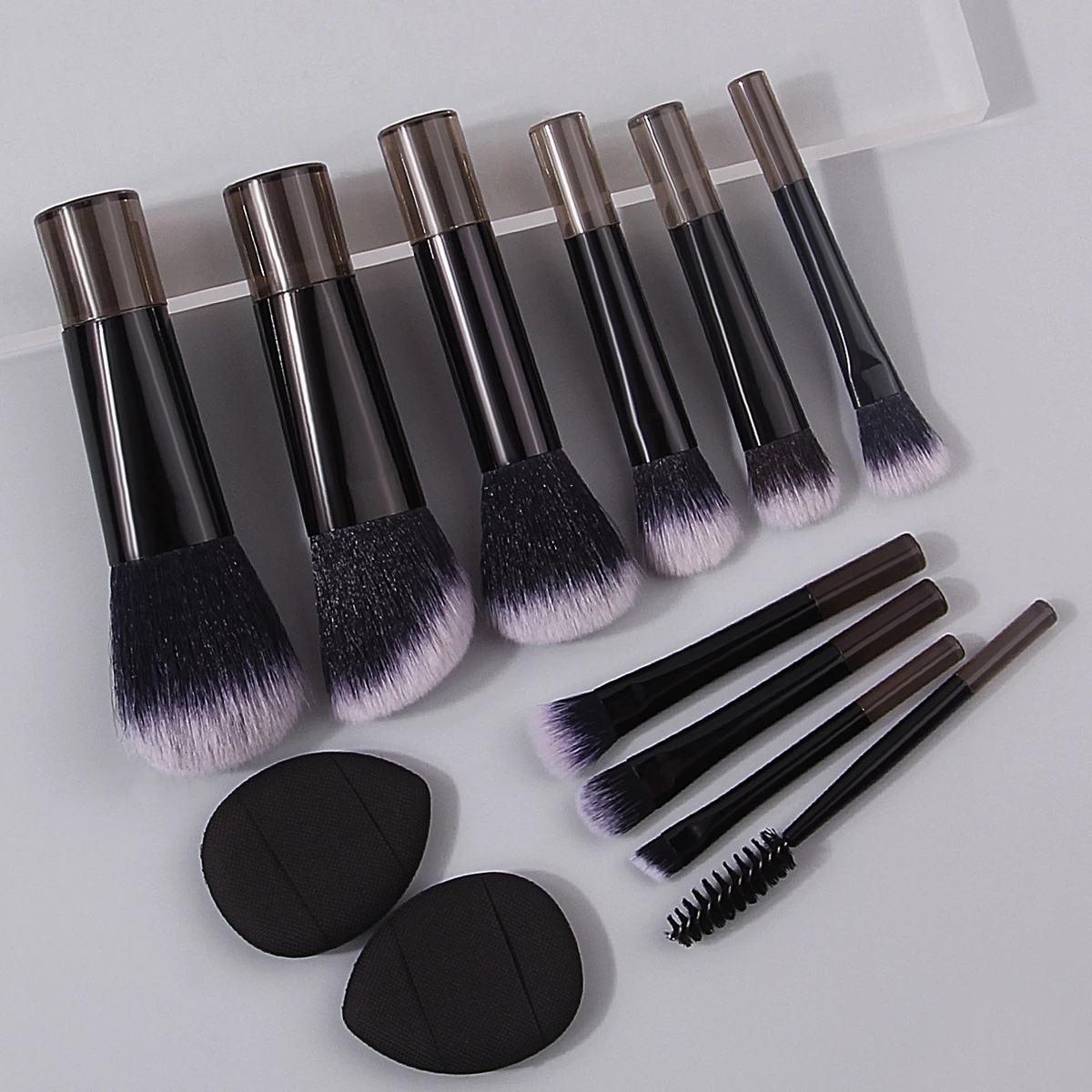 12pcs portable mini makeup brush set eyeshadow brush loose brush eyelash curl brush thumb puff travel beauty tool