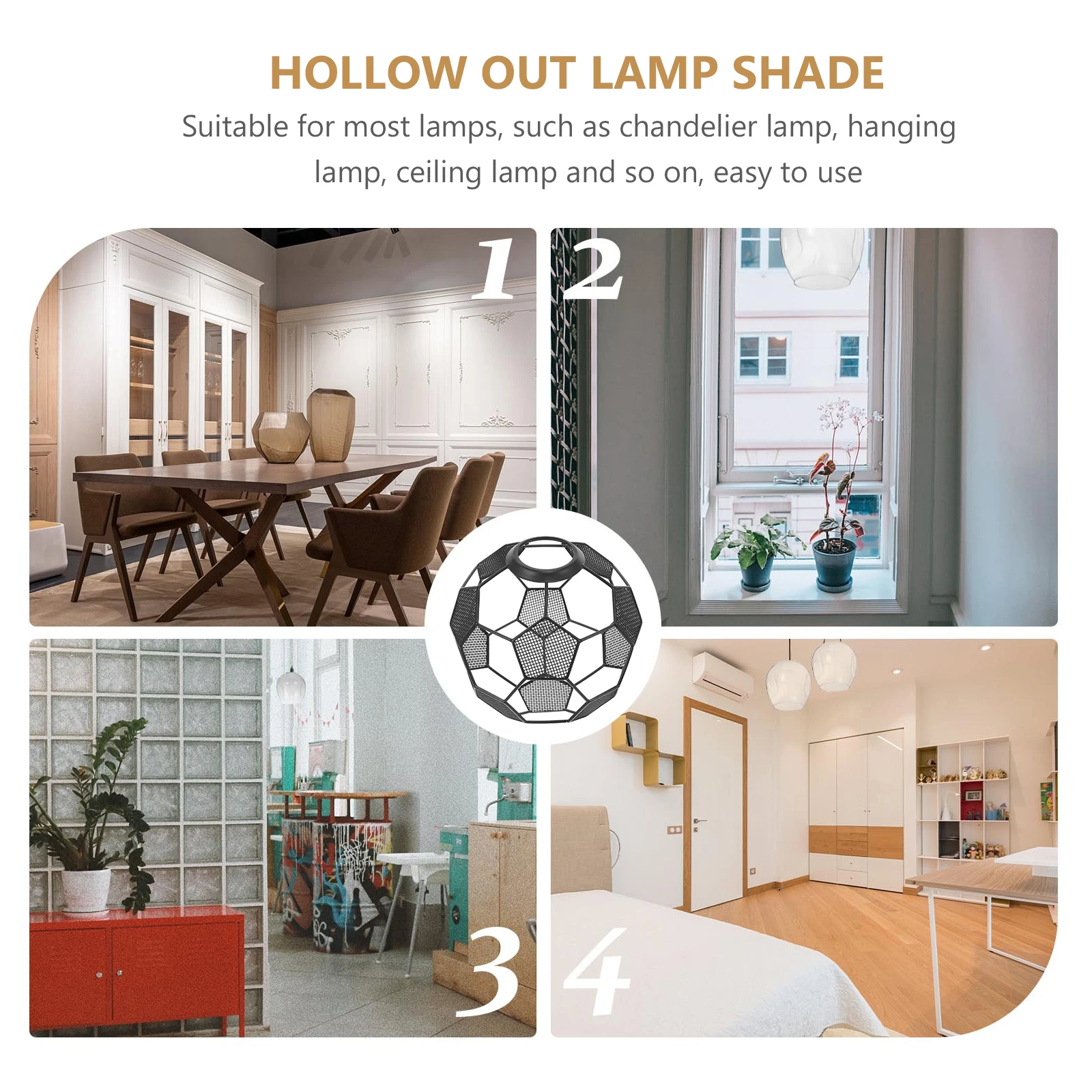 

Soccer Shape Lamp Shade Hollow Out Metal Decorative Light Cover For Pendant Ceiling Chandelier Restaurant Home Reusable Wire