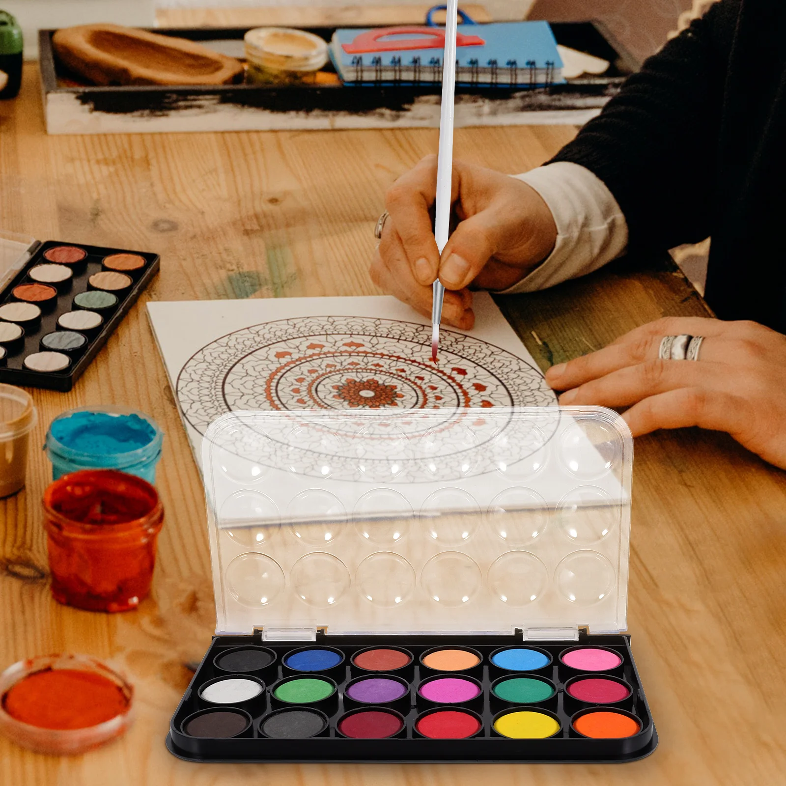 

3Pcs Watercolor Pigment Tray 18 Color Solid Gouache Durable Plastic Cover Drawing Set Watercolour Pigment Supplies Colorful