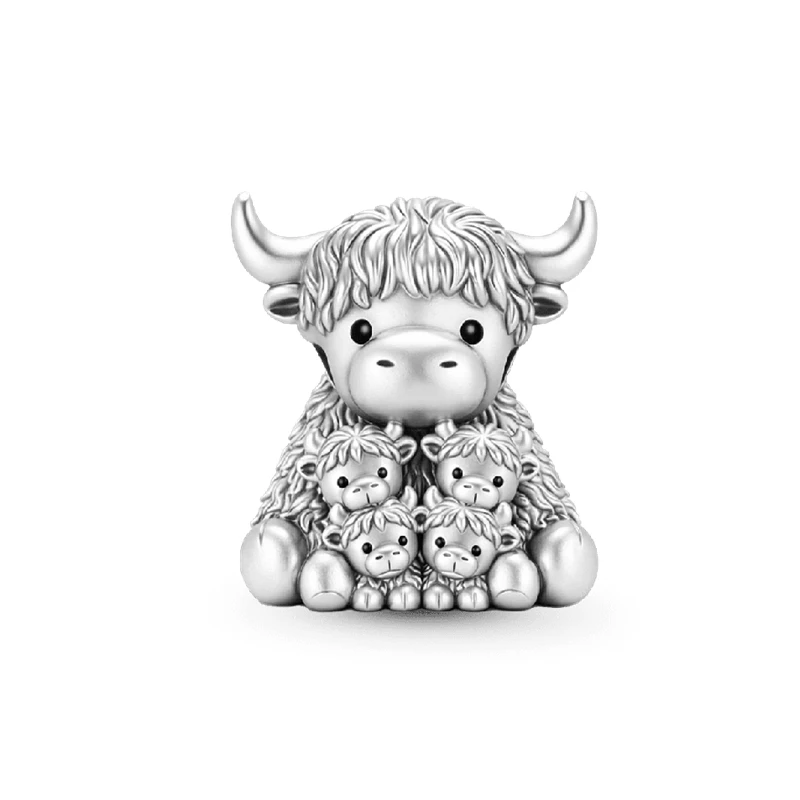 2026New Scottish Highland Cow Charm Beads Pendant Fit Original Snake Silver Bracelet Necklace Beads For Diy Jewelry Women Gift