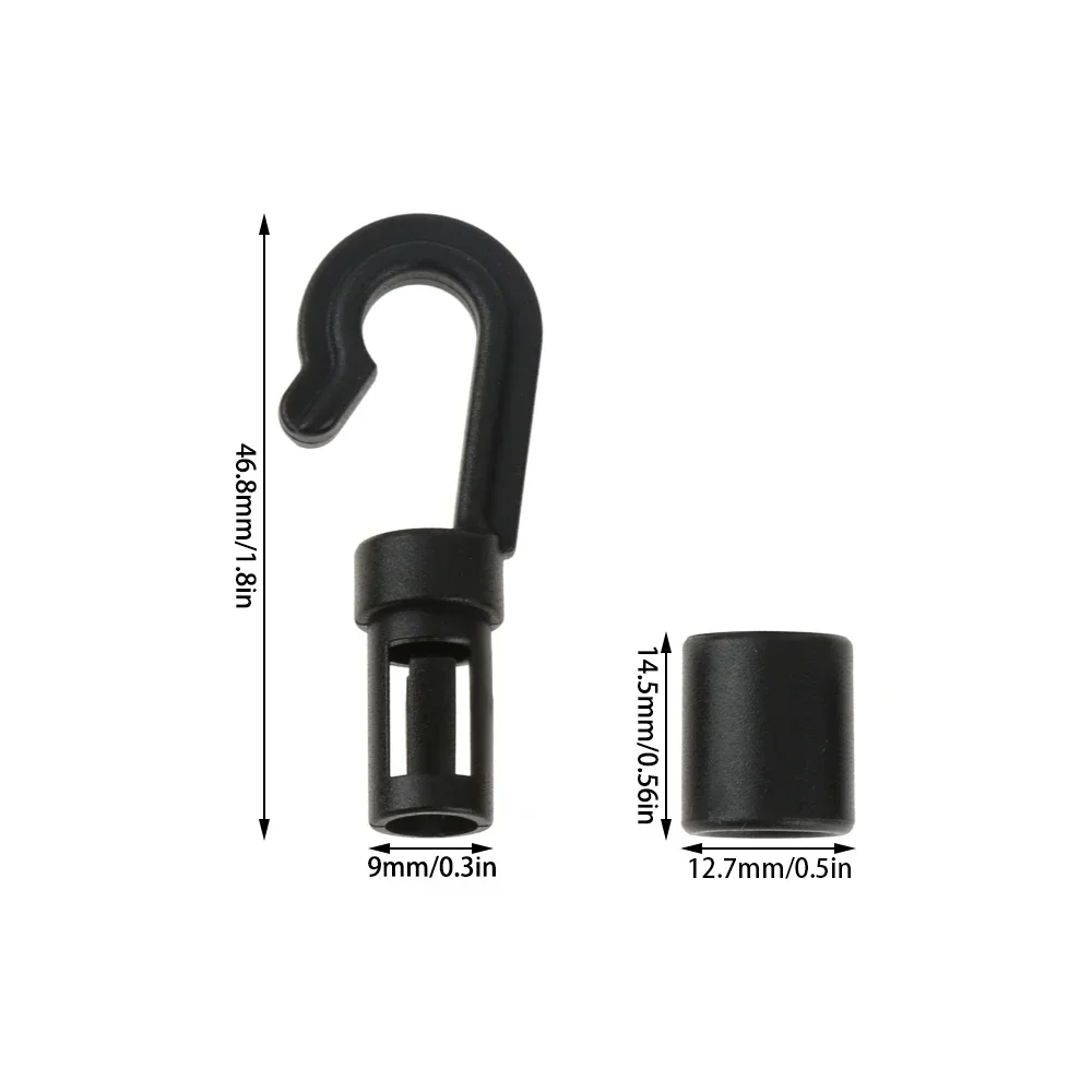 10 pezzi di plastica kayak cordoncino ganci Quick Connect Bungee Shock Cord Hanging Ends Clip per canoa barche Dinghy corda elastica fai da te