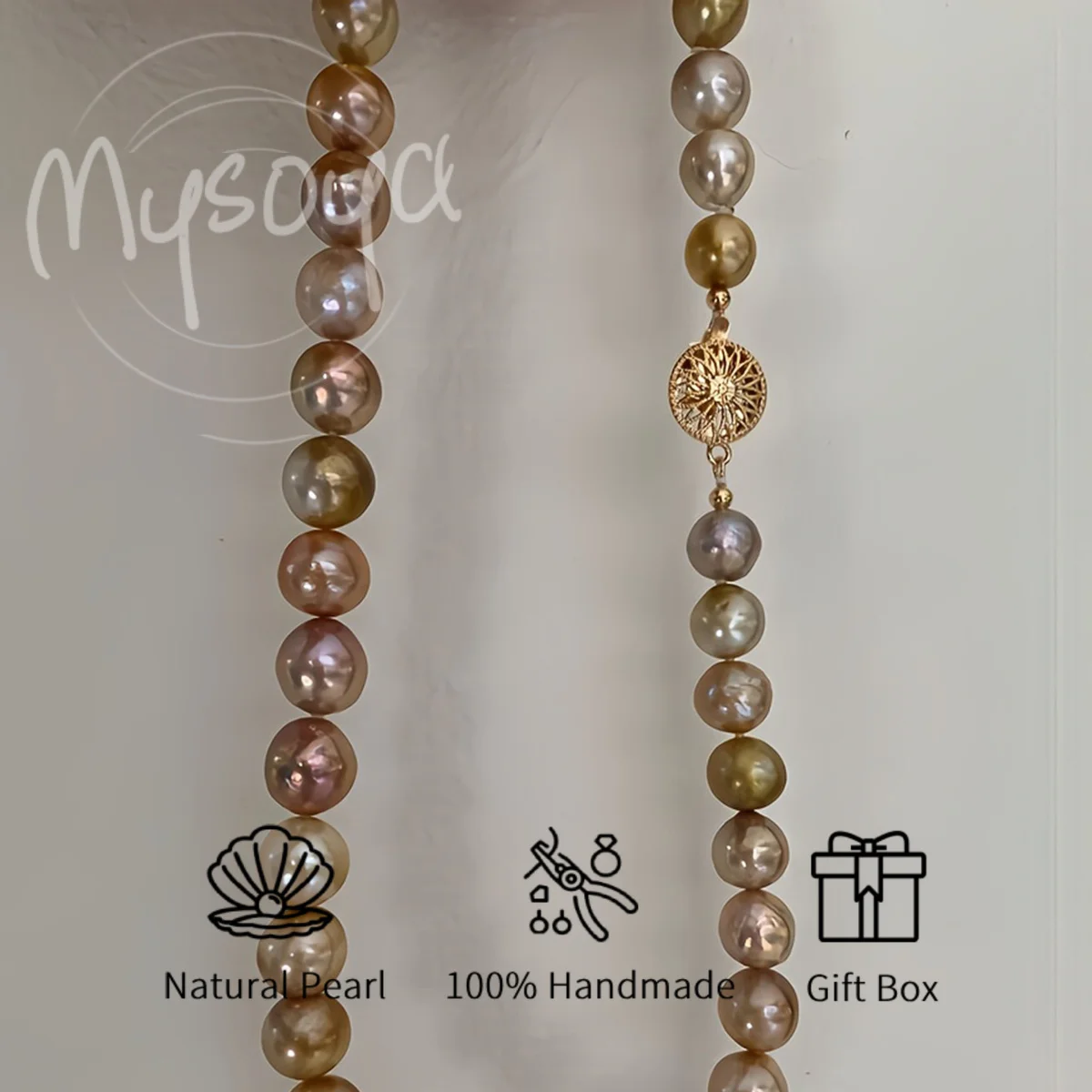 

MYSOYA 10-12mm Classic Pink Purple Edison Freshwater Pearls With Gift Box Perfect Gift For Wedding Birthday Christmas New Year