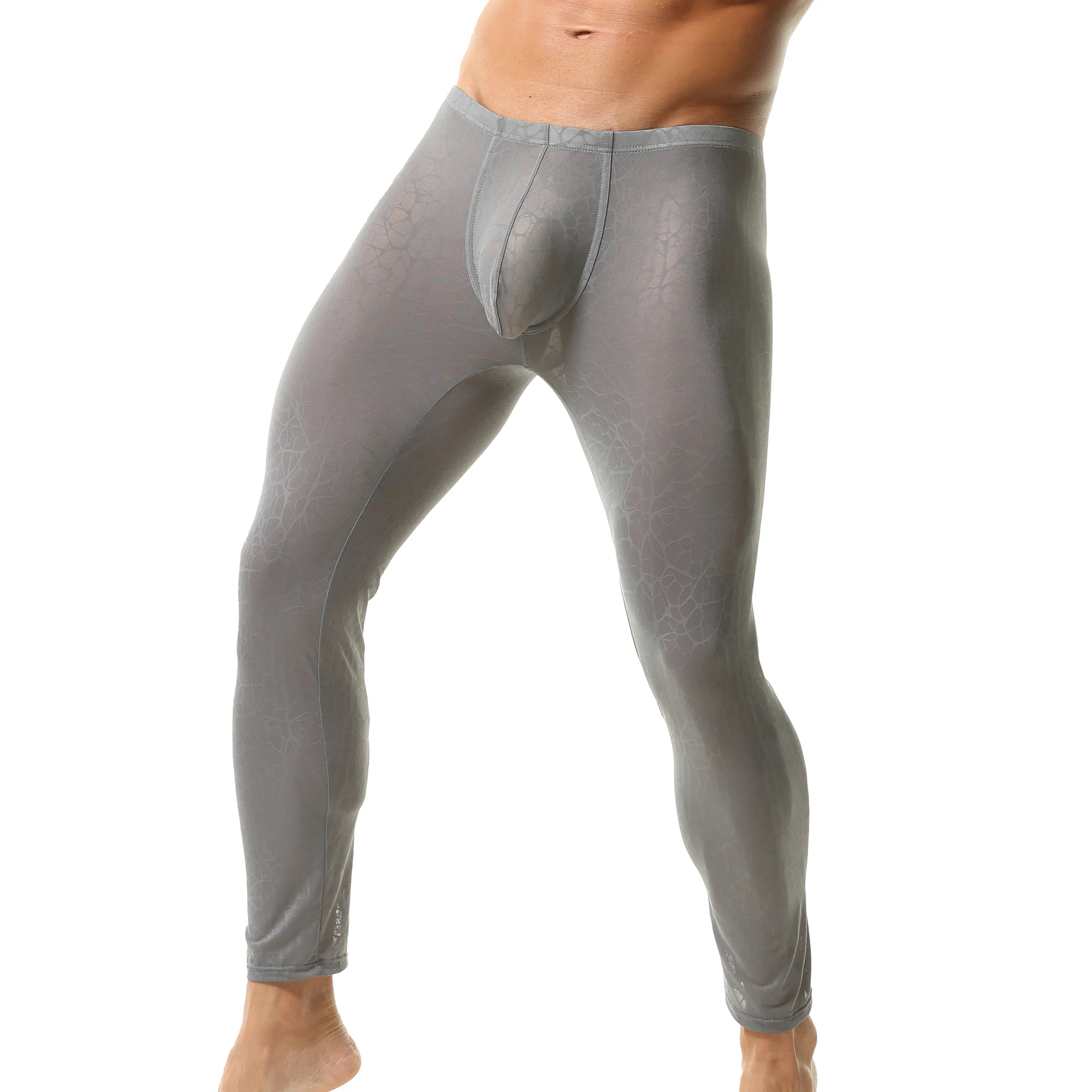 Solid Color Sexy Mens Elastic Tight Pants Ultra-thin Perspective Erotic Sleep Bottoms Casual Soft Comfortable Men's Home Clothes