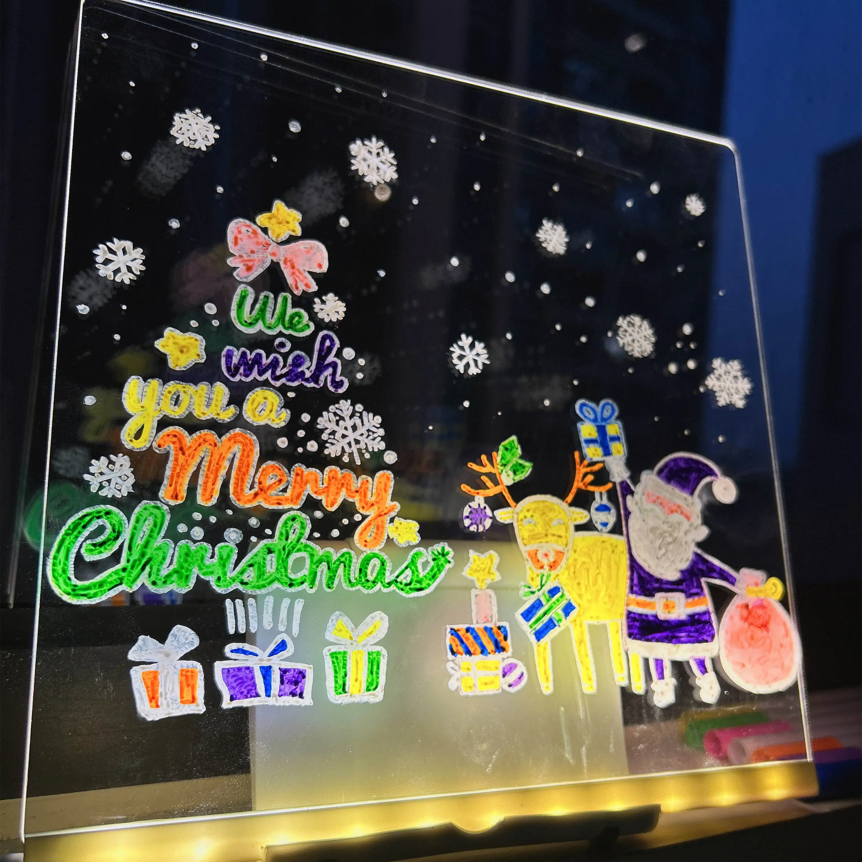 Personalized LED Lamp Acrylic Message Note Board Erasable USB Children‘s Drawing Board Bedroom Night Light Birthday Kids Gift