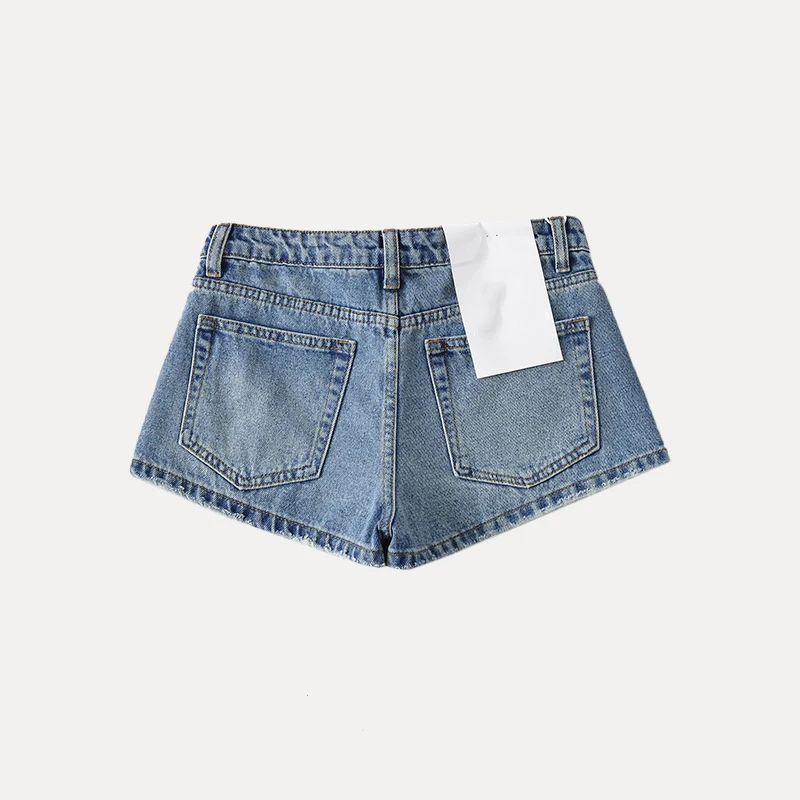 Casual Mid-Low Waist  Denim orts Women's Sle Summer New Faion Versatile Leisure Wide Leg Pants High Waist Zipper