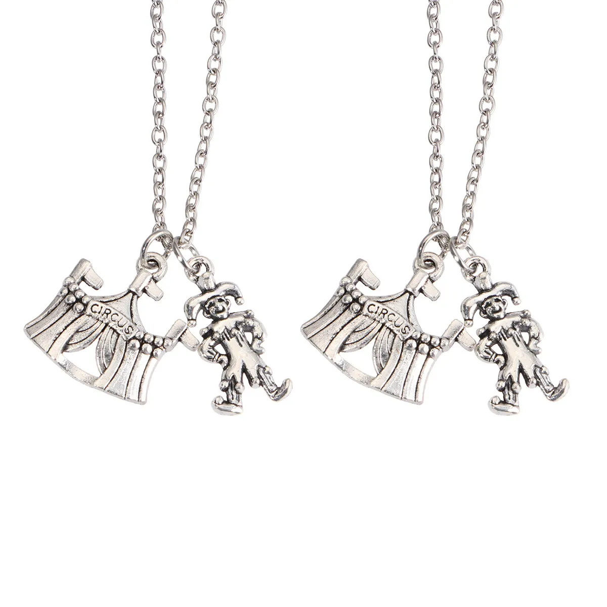 2 pcs Necklace Pendant Chain Women Jewelry Halloween Christmas New Year Clown Pendant Necklace Fine Chain Necklace Retro