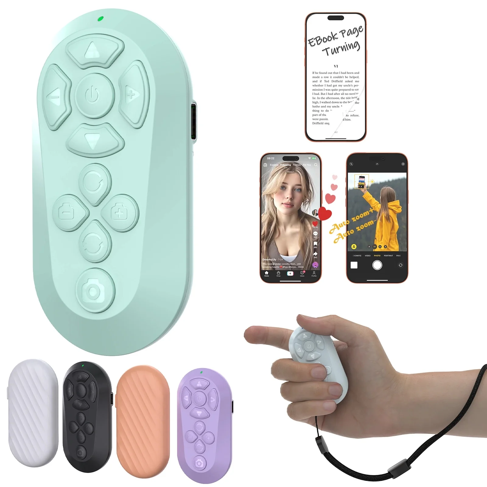 Xring D18 Hand-Held Remote Control Page Turner Key Mute Design Bluetooth Connection Hand-Hold Remote Control Light Weight Gifts