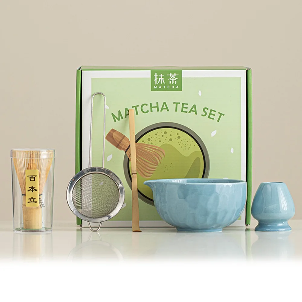 

5pcs New Ceramic Japanese Matcha Tea Set Reusable Food Grade Matcha Whisk Set Bamboo Whisk Teaspoon Tea Sets