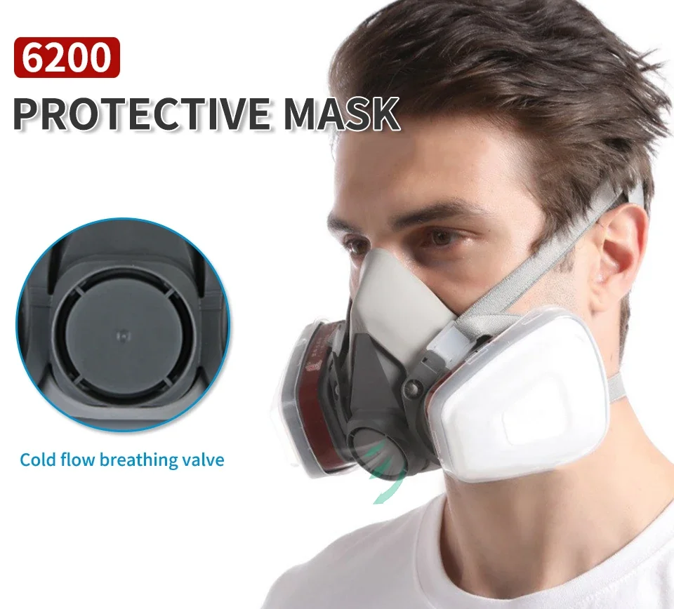 6200 Gas Mask Half-face Dust Shield 5N11 Particle Filters Safety Respirator Mask Industrial Labor Paint Spray