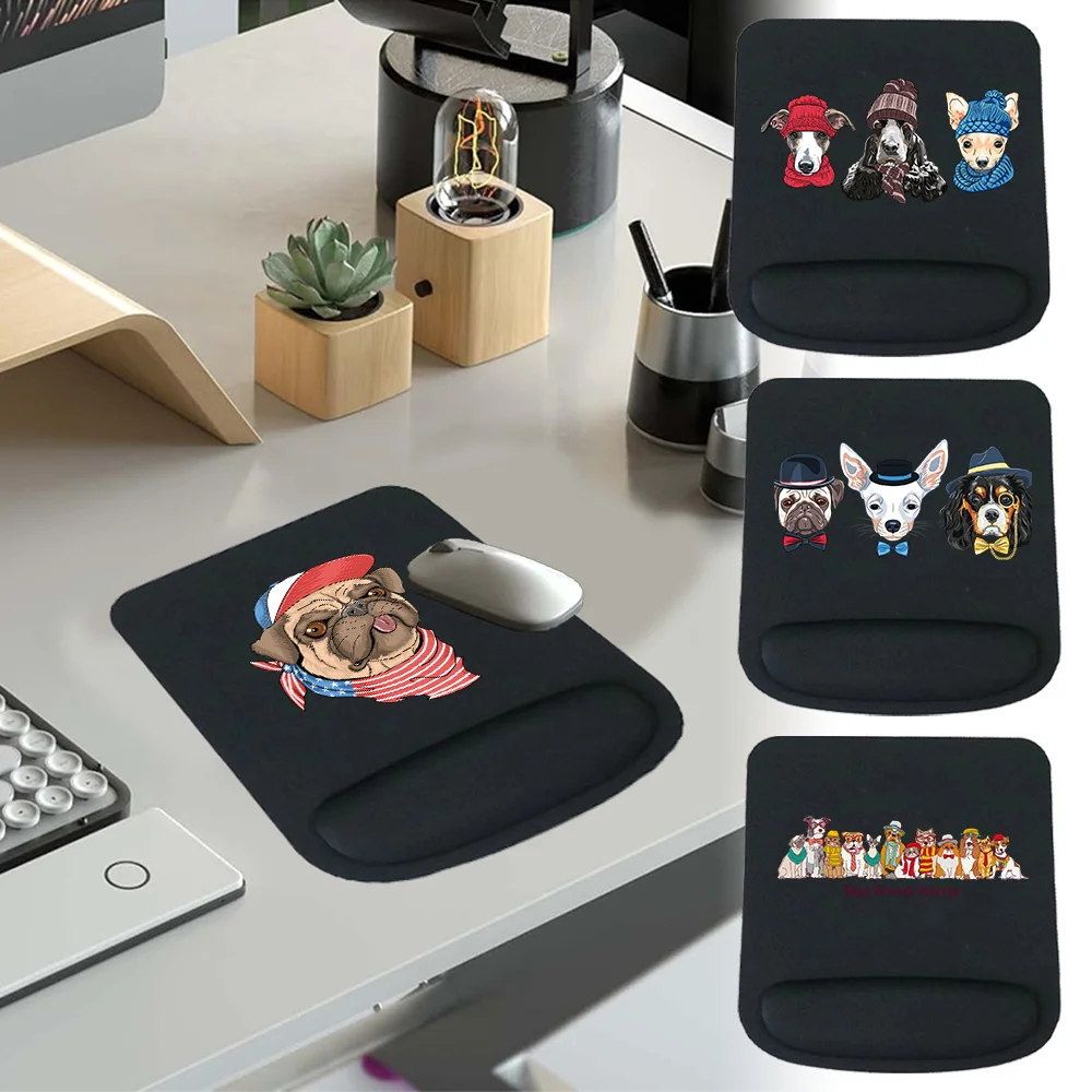 Wrist Guard Mouse Pad  Relieves Hand Fatigue Dog Pattern Series Square Shape Mouse Mats for Laptop Computer Office Accessories