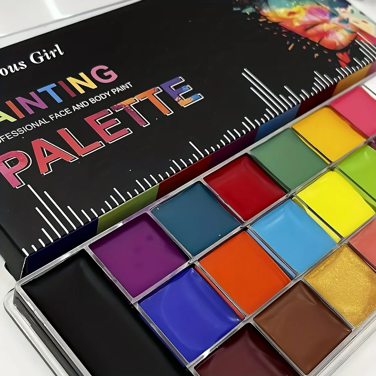 20 Color Professional Face & Body Paint Palette With 10 Brushes,Long Lasting,For Halloween SFX Special Effects & Cosplay Makeup