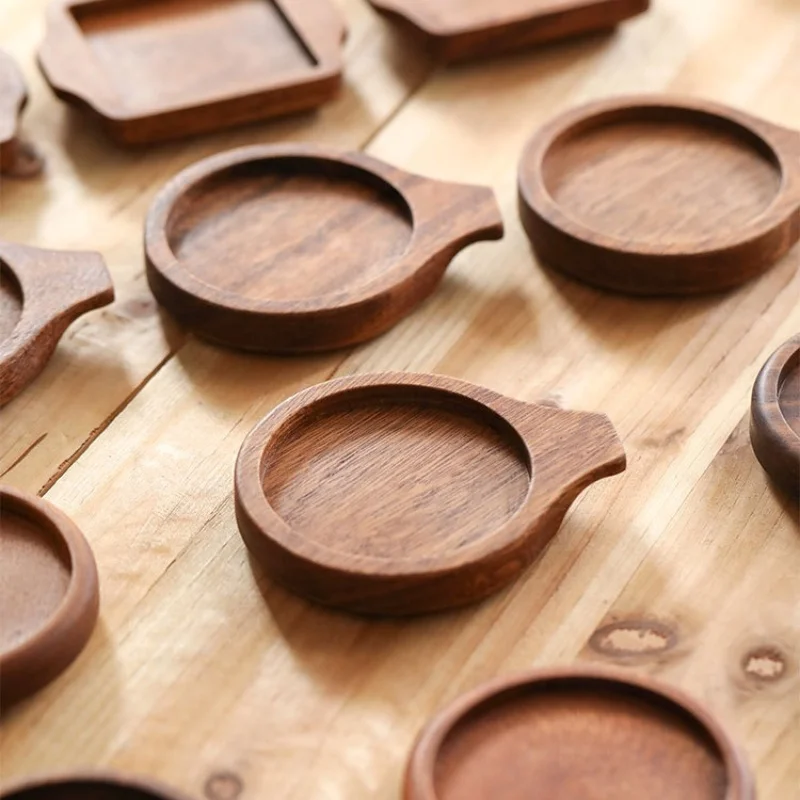 

Black Walnut Coasters Chinese Style Tea Cup Holder Heat Resistant Pads Tea Accessories Eco Wooden Coffee Holder