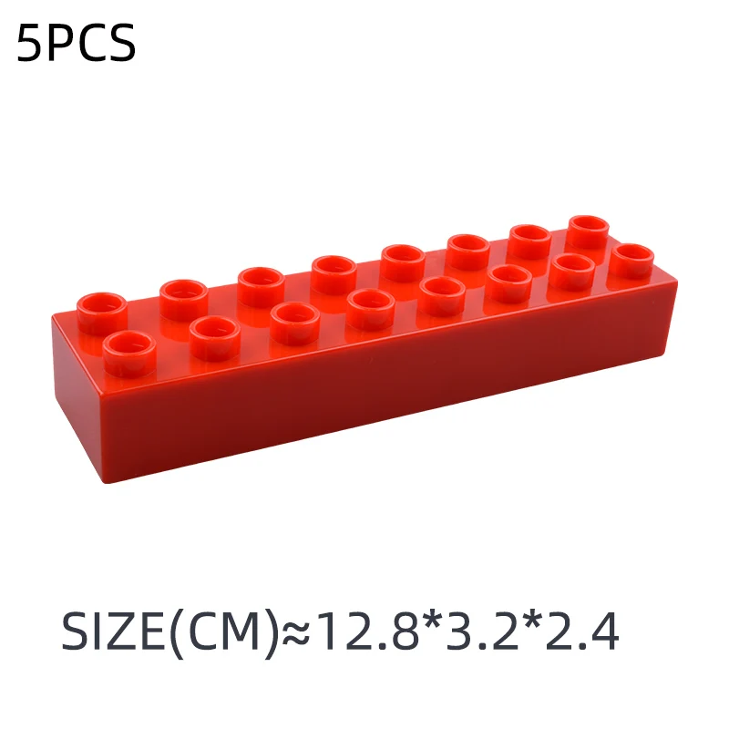 5Pcs 2*8 Dots Big Size Colorful Building Blocks Large Thick Bricks Educational Creative Kid Toys Compatible