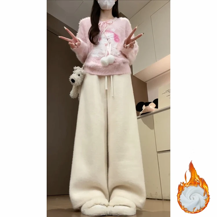 スリムストレートレッグパンツ プルファー加工 ドレープ感 快適 秋冬 レディース ハイウエスト ニットパンツ